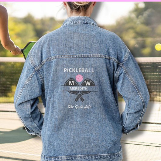 Name der Pickleball Good Life Monogram Jeansjacke