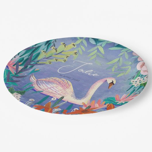 Name der Prinzessin "hübsche Wasserfarbe" Pappteller (Schrägansicht)