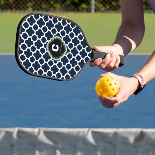 Name der Quatrefolie Monogramm Pickleball Schläger (InSitu)