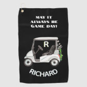 Name der Quick Golf Cart-Nachricht Monogram Golfhandtuch (Vorderseite)