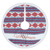 Name der Raute Red and Blue Nordic Fair Isle Polyester Weihnachtsbaumdecke (Vorderseite)