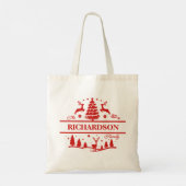 Name der Red Christmas | Individuelle Name Monogra Tragetasche (Rückseite)