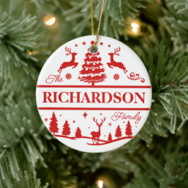 Name der Red Christmas | Monogramm | INDIVIDUELLE  Keramik Ornament