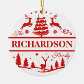 Name der Red Christmas | Monogramm | INDIVIDUELLE  Keramik Ornament (Vorne)
