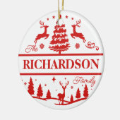 Name der Red Christmas | Monogramm | INDIVIDUELLE  Keramik Ornament (Links)