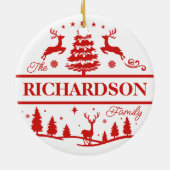 Name der Red Christmas | Monogramm | INDIVIDUELLE  Keramik Ornament (Hinten)