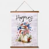 Name der Red White & Blue-Familie Wandteppich Mit Holzrahmen (Vorderseite)