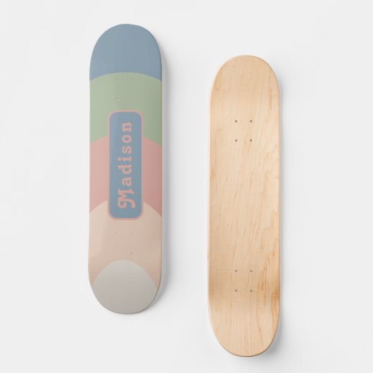 Name der Retro-Pastelle Skateboard (Vorderseite)