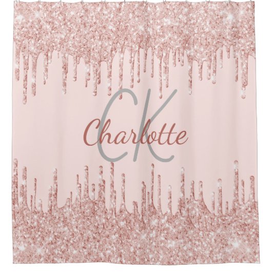 Name der rosa Tropfen Duschvorhang (Vorderseite)