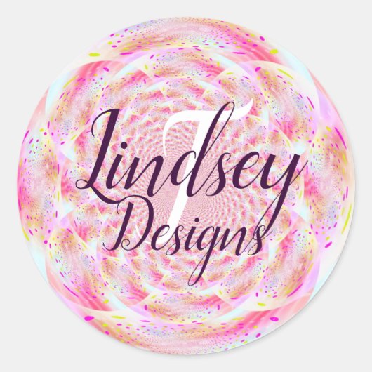 Name der rosa und korrofarbenen Monogramm Runder Aufkleber (Vorderseite)