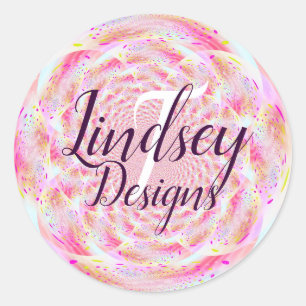 Name der rosa und korrofarbenen Monogramm Runder Aufkleber