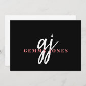 Name der rosa weißen Monogramm-Initialen für elega Mitteilungskarte (Vorne/Hinten)