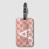 Name der Rose Gold Lipstick-Monogramm Gepäckanhänger (Vorderseite Vertikal)