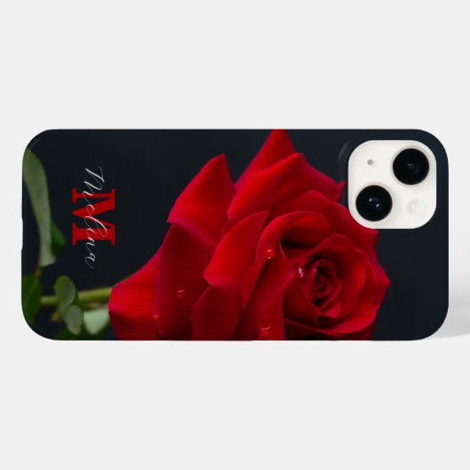 Name der rote Rose Classic Monogramm Case-Mate iPhone Hülle (Rückseite (Horizontal))