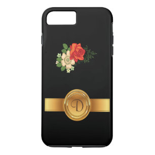 Name der rote Rose und der Daisis-Gold-Monogramm Case-Mate iPhone Hülle