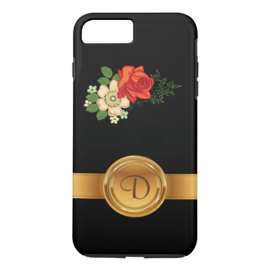 Name der rote Rose und der Daisis-Gold-Monogramm Case-Mate iPhone Hülle (Rückseite)
