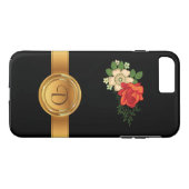 Name der rote Rose und der Daisis-Gold-Monogramm Case-Mate iPhone Hülle (Rückseite (Horizontal))