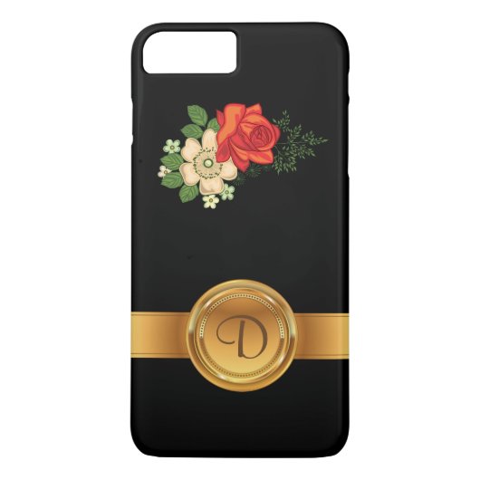 Name der rote Rose und der Daisis-Gold-Monogramm Case-Mate iPhone Hülle (Rückseite)