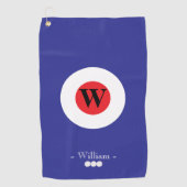 Name der roten weißen Blauen Monografie Golfhandtuch (Vorderseite)