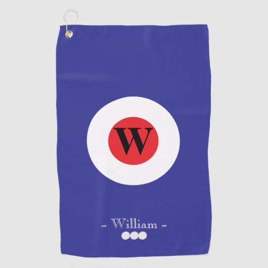 Name der roten weißen Blauen Monografie Golfhandtuch (Vorderseite)