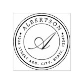 Name der Round-Rücksendeadresse für Monogram-Skrip Gummistempel (Prägung)