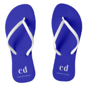 Name der Royal Blue-White-Monogram-Initialen Badesandalen (Fußbett)