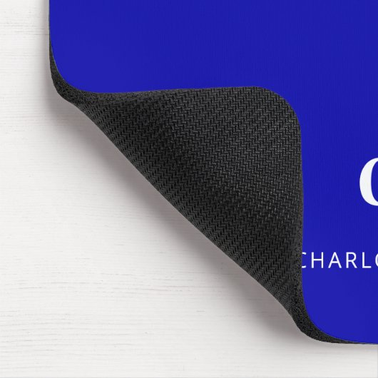 Name der Royal Blue-White-Monogram-Initialen Mousepad (Ecke)
