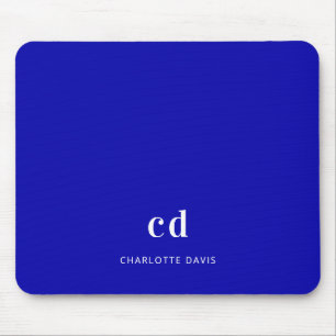 Name der Royal Blue-White-Monogram-Initialen Mousepad