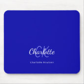 Name der Royal Blue-White-Monogram-Initialen Mousepad (Vorne)