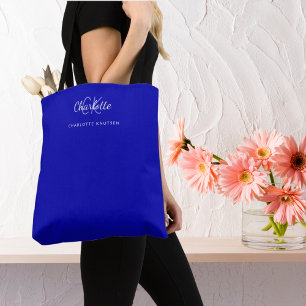 Name der Royal Blue-White-Monogram-Initialen Tasche