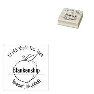 Name der Runden Adresse des Peach Artwork Gummistempel