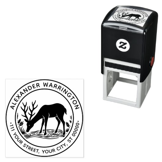 Name der rustikalen Hirschtrinkwasserfamilie Datum Permastempel (Beispiel)