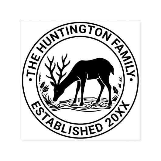 Name der rustikalen Hirschtrinkwasserfamilie Datum Permastempel (Design)