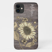 Name der rustikalen Sonnenblume Monogramm Case-Mate iPhone Hülle (Rückseite)