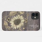Name der rustikalen Sonnenblume Monogramm Case-Mate iPhone Hülle (Rückseite (Horizontal))