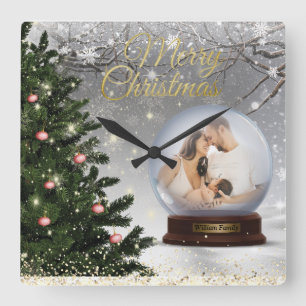 Name der Schneeball-Monogram-Familie Quadratische Wanduhr