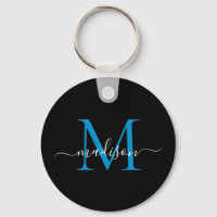 Name der Schwarz-Blau-Monogrammkarte Elegantes mod