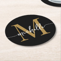 Name der Schwarz-Gold-Monogramm-Schrift