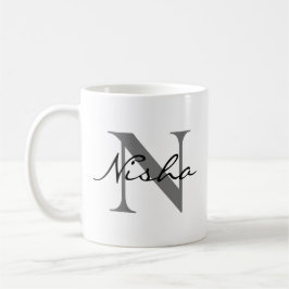 Name der schwarz-grauen Monogramm Kaffeetasse