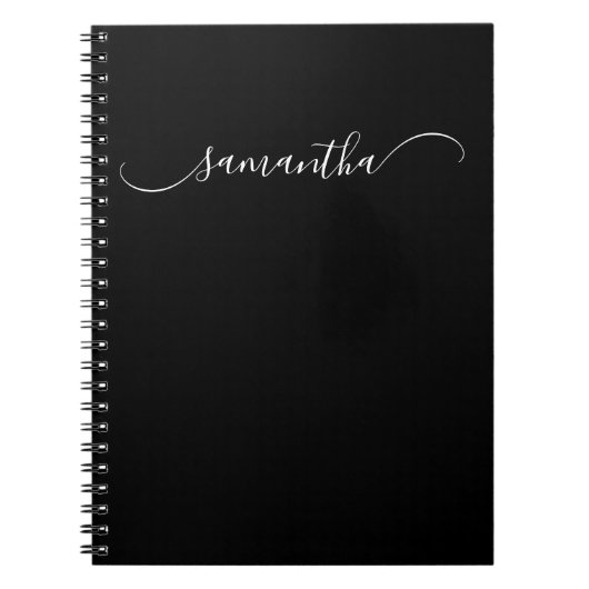 Name der schwarz-weiß gekleideten Swash-Schrift Notizblock (Vorderseite)