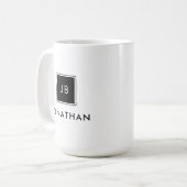 Name der Schwarz-Weiß-Monogramm-Initialen Kaffeetasse (Vorderseite Links)