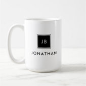 Name der Schwarz-Weiß-Monogramm-Initialen Kaffeetasse (Links)
