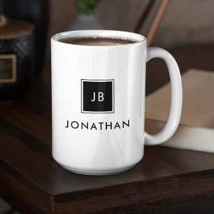Name der Schwarz-Weiß-Monogramm-Initialen Kaffeetasse