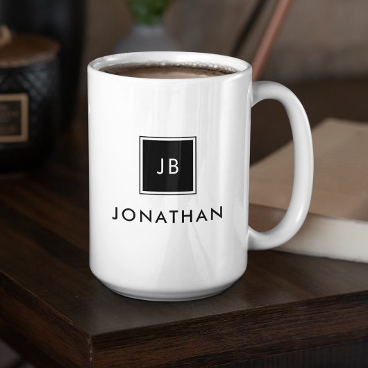Name der Schwarz-Weiß-Monogramm-Initialen Kaffeetasse