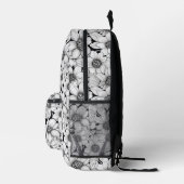 Name der Schwarz-weißen Blume florale Monogramm Bedruckter Rucksack (Rechts)