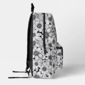 Name der Schwarz-weißen Blume florale Monogramm Bedruckter Rucksack (Links)