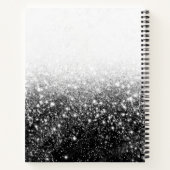 Name der Schwarz-weißen Girl-Glitzer-Monogramm Notizblock (Rückseite)