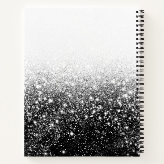 Name der Schwarz-weißen Girl-Glitzer-Monogramm Notizblock (Rückseite)