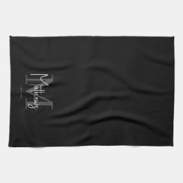 Name der Schwarz-weißen grauen Monogramm-Familie Geschirrtuch