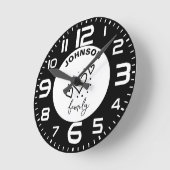 Name der Schwarz-weißen Herzfamilie Runde Wanduhr (Winkel)